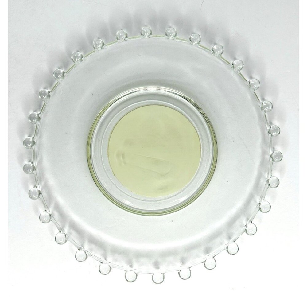 Claire Burke Decorative Pillar Candle Stand Clear Glass Knobbed Edge 8” 2001